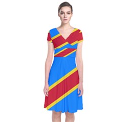 Flag Of The Democratic Republic Of The Congo, 2003-2006 Short Sleeve Front Wrap Dress by abbeyz71