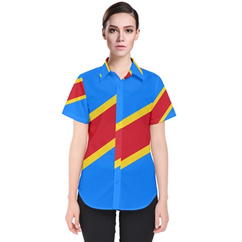 Flag Of The Democratic Republic Of The Congo, 2003-2006 Women s Short Sleeve Shirt by abbeyz71