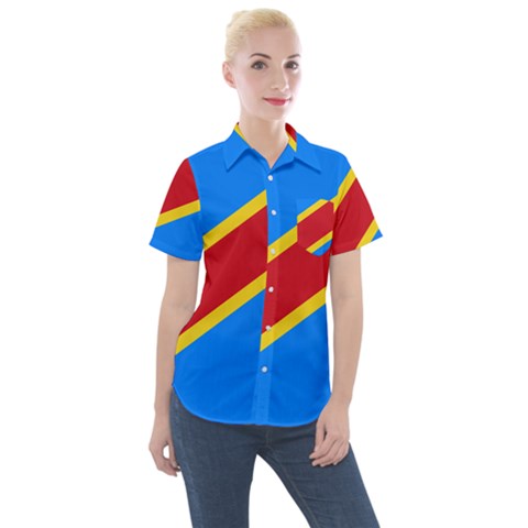 Flag Of The Democratic Republic Of The Congo, 2003-2006 Women s Short Sleeve Pocket Shirt by abbeyz71