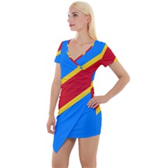 Flag Of The Democratic Republic Of The Congo, 1997-2003 Short Sleeve Asymmetric Mini Dress by abbeyz71