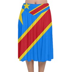 Flag Of The Democratic Republic Of The Congo, 1997-2003 Velvet Flared Midi Skirt by abbeyz71