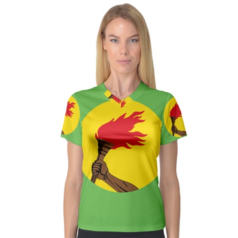 Flag Of Zaire V-neck Sport Mesh Tee by abbeyz71