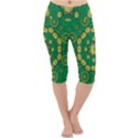 Fauna Bloom Mandalas On Bohemian Green Leaves Lightweight Velour Cropped Yoga Leggings View1