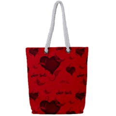 Wonderful Pattern Of Hearts Full Print Rope Handle Tote (small) by FantasyWorld7
