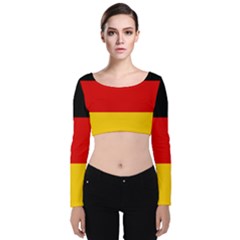 Flag Of Germany Velvet Long Sleeve Crop Top by abbeyz71