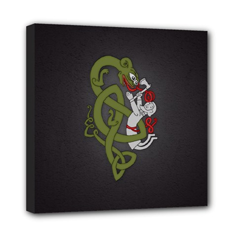 Pepe The Frog Rare Celtic Viking Norse Dragon Pattern Deus Vult Medieval Wojak Crusader Mini Canvas 8  X 8  (stretched) by snek