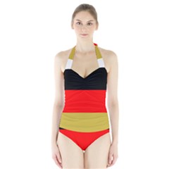 Metallic Flag Of Germany Halter Swimsuit by abbeyz71