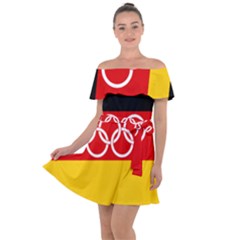 Olympic Flag of Germany, 1960-1968 Off Shoulder Velour Dress