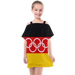 Olympic Flag of Germany, 1960-1968 Kids  One Piece Chiffon Dress