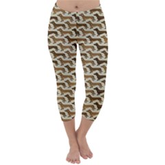 Cute Dachshund Dog Beige Capri Winter Leggings  by trulycreative