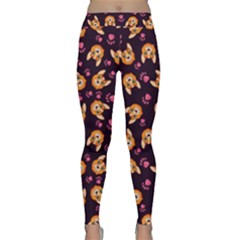 Cute Cartoon Welsh Corgi Puppy Face Eggplant Classic Yoga Leggings by trulycreative