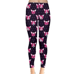 Welsh Corgi Dog Face Purple Leggings  by trulycreative