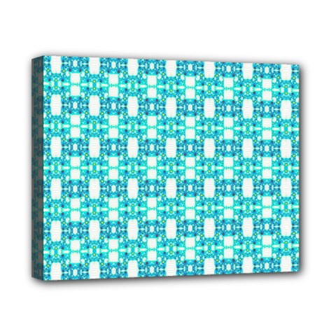 Teal White  Abstract Pattern Canvas 10  X 8  (stretched) by BrightVibesDesign