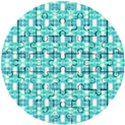 Teal White  Abstract Pattern Wooden Puzzle Round View1