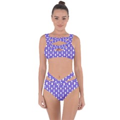 Purple  White  Abstract Pattern Bandaged Up Bikini Set 