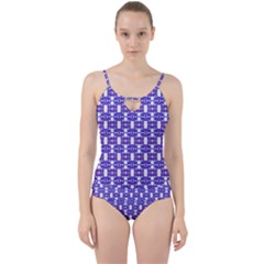 Purple  White  Abstract Pattern Cut Out Top Tankini Set by BrightVibesDesign