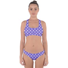 Purple  White  Abstract Pattern Cross Back Hipster Bikini Set by BrightVibesDesign