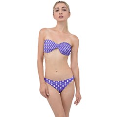 Purple  White  Abstract Pattern Classic Bandeau Bikini Set