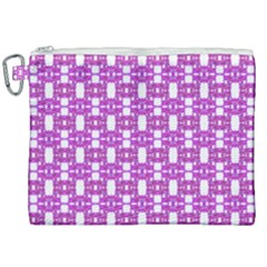 Pink  White  Abstract Pattern Canvas Cosmetic Bag (xxl) by BrightVibesDesign