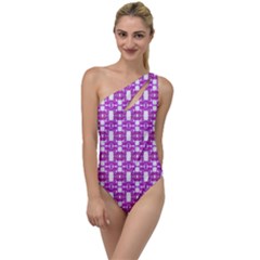 Pink  White  Abstract Pattern To One Side Swimsuit by BrightVibesDesign