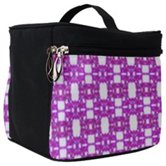 Pink  White  Abstract Pattern Make Up Travel Bag (big) by BrightVibesDesign