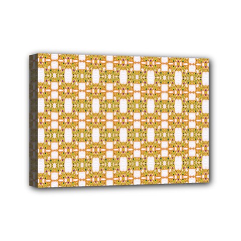 Yellow  White  Abstract Pattern Mini Canvas 7  X 5  (stretched) by BrightVibesDesign