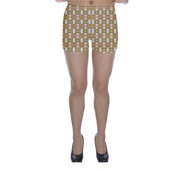 Yellow  White  Abstract Pattern Skinny Shorts by BrightVibesDesign