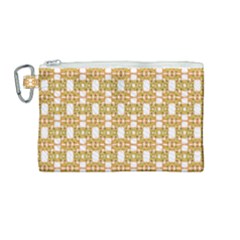 Yellow  White  Abstract Pattern Canvas Cosmetic Bag (medium) by BrightVibesDesign