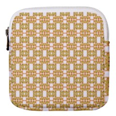 Yellow  White  Abstract Pattern Mini Square Pouch by BrightVibesDesign