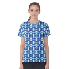Blue White  Abstract Pattern Women s Cotton Tee