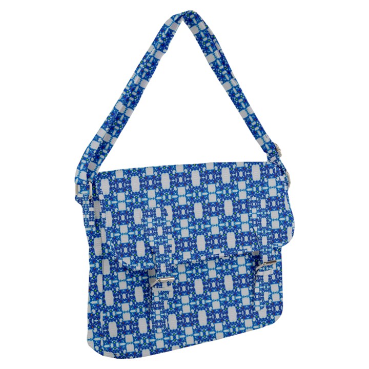 Blue White  Abstract Pattern Buckle Messenger Bag