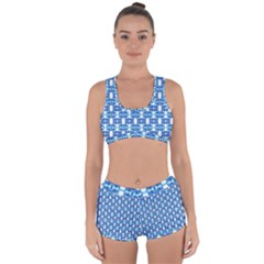 Blue White  Abstract Pattern Racerback Boyleg Bikini Set by BrightVibesDesign