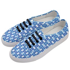 Blue White  Abstract Pattern Women s Classic Low Top Sneakers by BrightVibesDesign