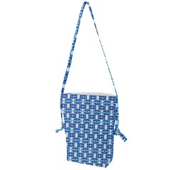 Blue White  Abstract Pattern Folding Shoulder Bag by BrightVibesDesign