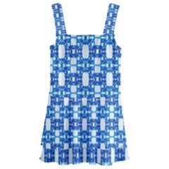 Blue White  Abstract Pattern Kids  Layered Skirt Swimsuit by BrightVibesDesign