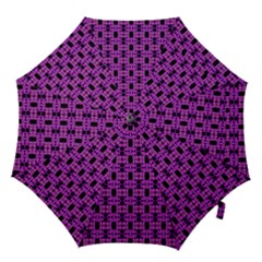 Pink Black Abstract Pattern Hook Handle Umbrellas (medium) by BrightVibesDesign