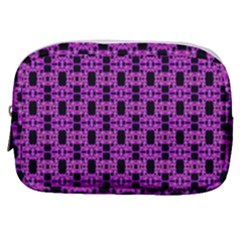 Pink Black Abstract Pattern Make Up Pouch (small) by BrightVibesDesign