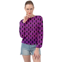 Pink Black Abstract Pattern Banded Bottom Chiffon Top by BrightVibesDesign