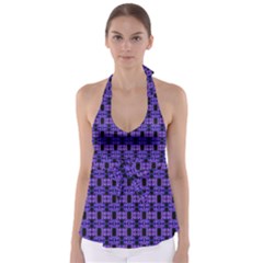 Purple Black Abstract Pattern Babydoll Tankini Top by BrightVibesDesign