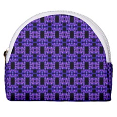 Purple Black Abstract Pattern Horseshoe Style Canvas Pouch by BrightVibesDesign