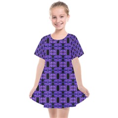 Purple Black Abstract Pattern Kids  Smock Dress