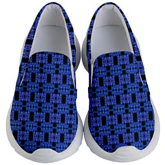 Blue Black Abstract Pattern Kids  Lightweight Slip Ons by BrightVibesDesign