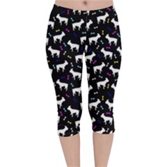 Cute French Bulldog Dog And Bone Velvet Capri Leggings  by trulycreative