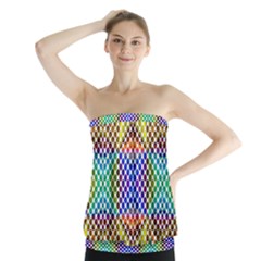 Colorful Circle Abstract White Brown Blue Yellow Strapless Top