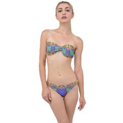 Colorful Circle Abstract White Brown Blue Yellow Classic Bandeau Bikini Set