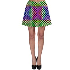 Bright  Circle Abstract Black Green Pink Blue Skater Skirt by BrightVibesDesign