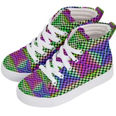 Bright  Circle Abstract Black Green Pink Blue Kids  Hi-top Skate Sneakers by BrightVibesDesign