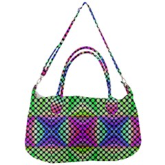 Bright  Circle Abstract Black Green Pink Blue Removal Strap Handbag by BrightVibesDesign