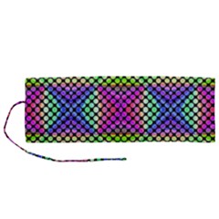 Bright  Circle Abstract Black Green Pink Blue Roll Up Canvas Pencil Holder (m) by BrightVibesDesign