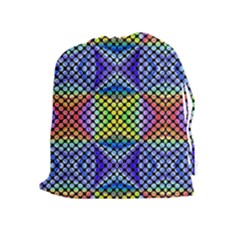 Bright Circle Abstract Black Blue Yellow Red Drawstring Pouch (xl) by BrightVibesDesign